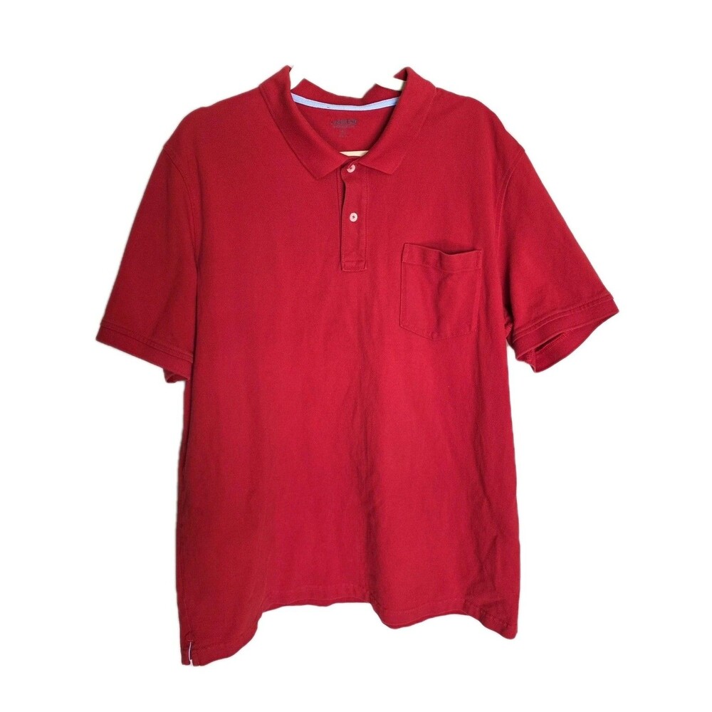 Lands End Traditional Fit Men's Polo Shirt Size XL 46-48  Red Color 100% Cotton